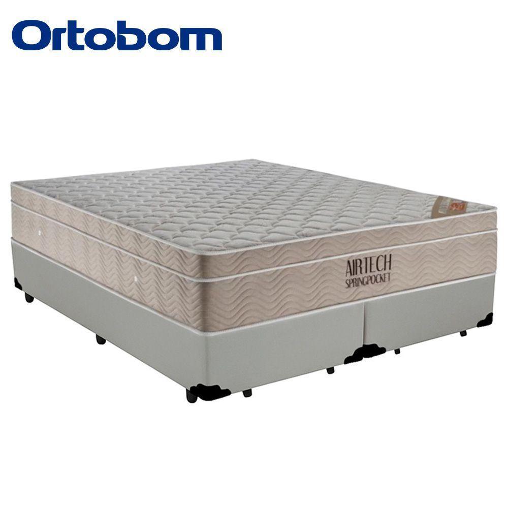 Cama Box Queen Bipartido Sintético + Colchão Ortobom Airtech Molas Ensacadas 158x198x65 Branco - 5