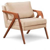 Poltrona Mona Linho Bege Sofisticado Sala Pé Madeira Maciça - 2