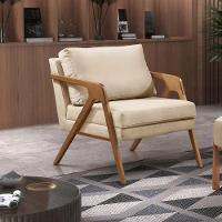 Poltrona Mona Linho Bege Sofisticado Sala Pé Madeira Maciça - 7