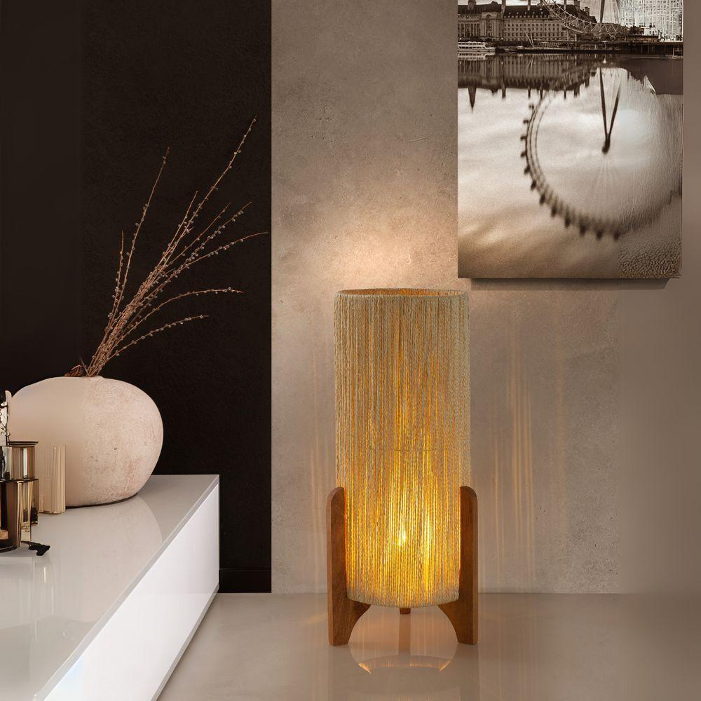 Luminaria Chão Milão Canhão Corda Sisal Sala Quarto Palha - 1