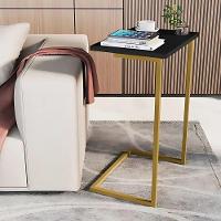 Mesa Lateral Sofá Cama Apoio Centro Canto Preto E Dourado - 1