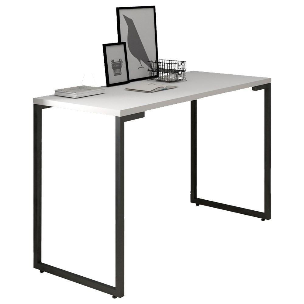 Mesa Escritório 120cm Estilo Industrial New Port M24 Branco - Mpozenato - 1