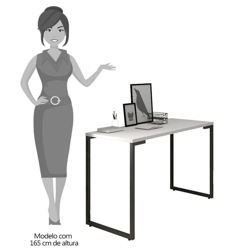 Mesa Escritório 120cm Estilo Industrial New Port M24 Branco - Mpozenato - 4