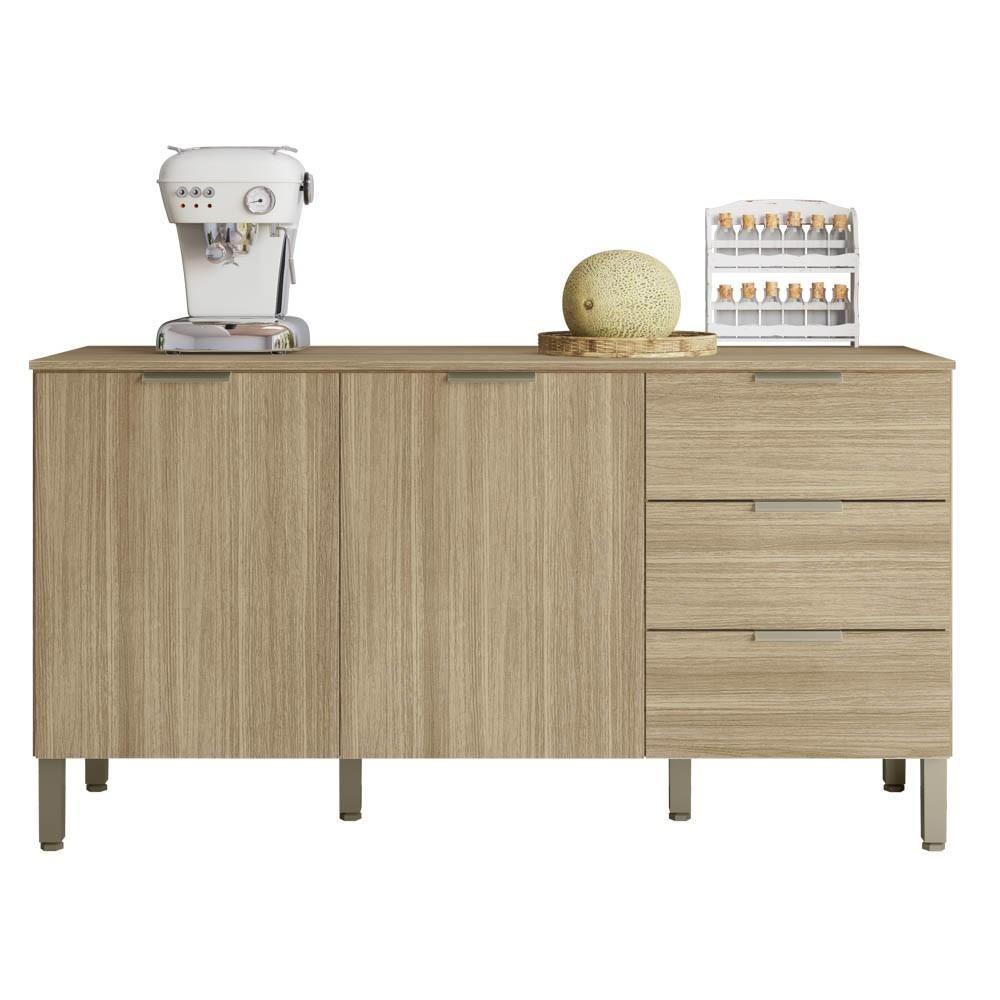 Balcão Gabinete Para Pia Com Tampo 160cm Charm K02 Freijó - Mpozenato - 1