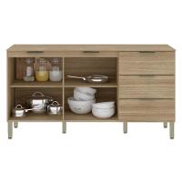 Balcão Gabinete Para Pia Com Tampo 160cm Charm K02 Freijó - Mpozenato - 3