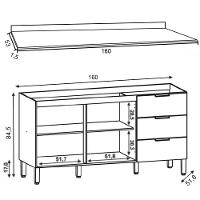 Balcão Gabinete Para Pia Com Tampo 160cm Charm K02 Freijó - Mpozenato
