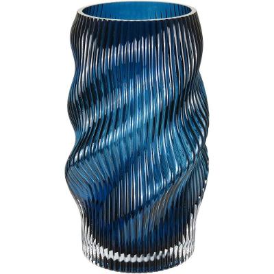 Vaso Decorativo Enfeite Casa Redondo Home&co Vidro 24x11x11cm Azul
