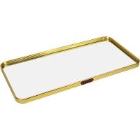 Bandeja Decorativa Para Servir Retangular Home&co Com Espelho Metal 1x40x20cm Dourado - 1