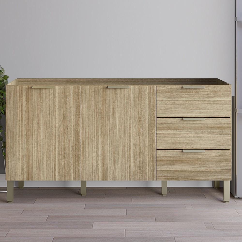 Balcão Gabinete Para Pia Sem Tampo 160cm Charm K02 Freijó - Mpozenato - 2