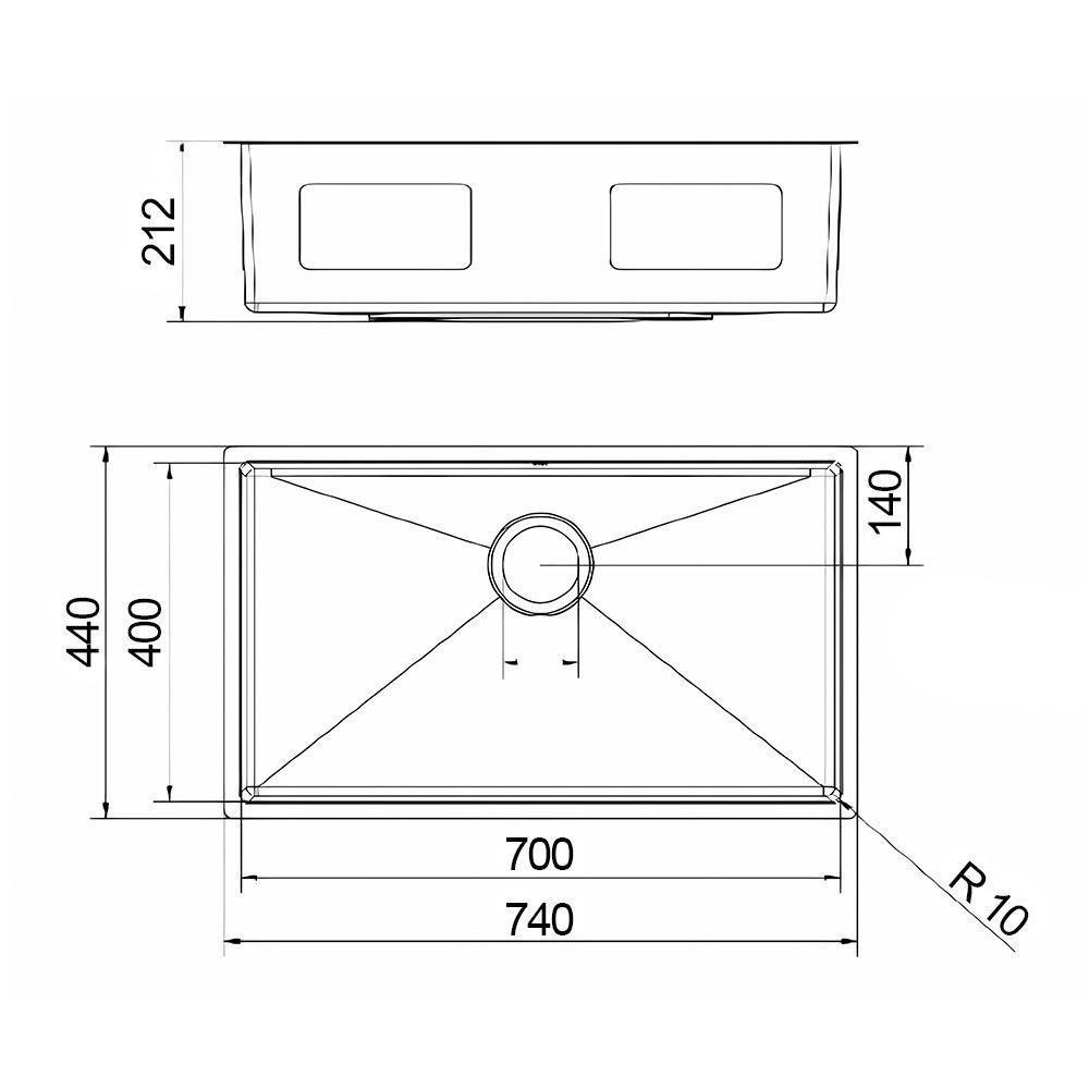 Cuba Docol Bistrô 70x40 90021125016 Inox Escovado Inox Escovado 90021125016 - 2