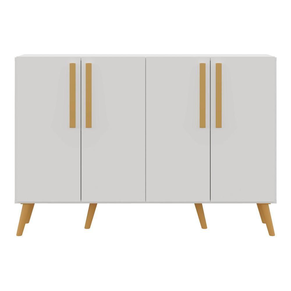 Aparador Buffet 4 Portas Com Pés Retrô Viena Branco/natural - 2