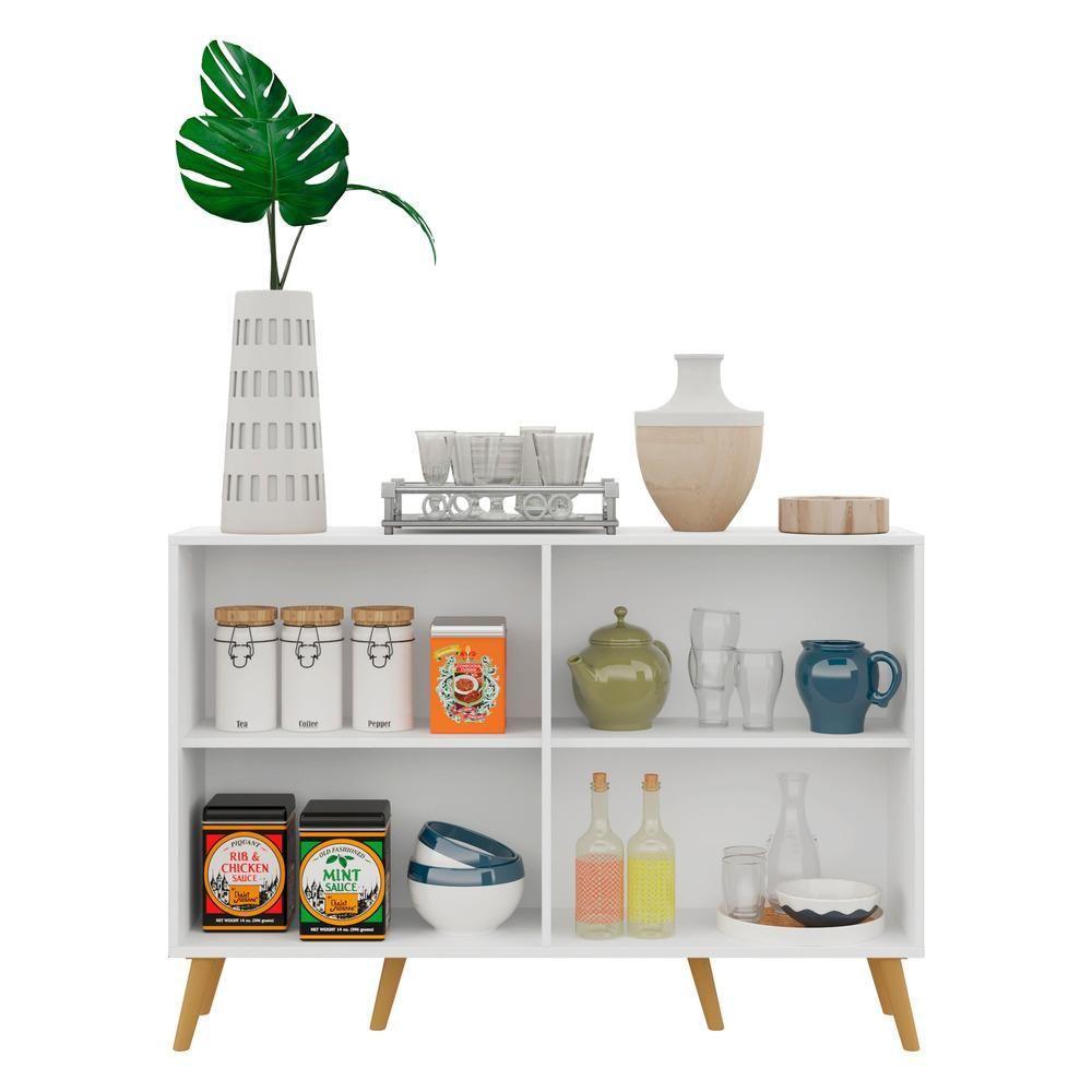 Aparador Buffet 4 Portas Com Pés Retrô Viena Branco/natural - 5