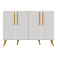 Aparador Buffet 4 Portas Com Pés Retrô Viena Branco/natural - 2