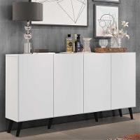 Aparador Buffet Retrô Multimóveis 4 Portas Branco/preto