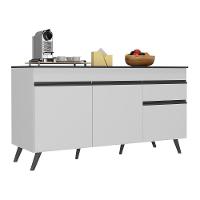 Balcão Cozinha Gabinete Pia 150cm 3 Portas 1 Gaveta Veneza Multimóveis V3740 Branco/preto Branco/preto - 1