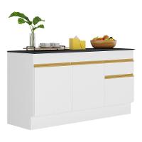 Balcão Cozinha Com Rodapé Gabinete Pia 150 Cm 3 Portas 1 Gaveta Veneza Gw Multimóveis Mp2107 Branco - 1