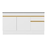 Balcão Cozinha Com Rodapé Gabinete Pia 150 Cm 3 Portas 1 Gaveta Veneza Gw Multimóveis Mp2107 Branco - 3