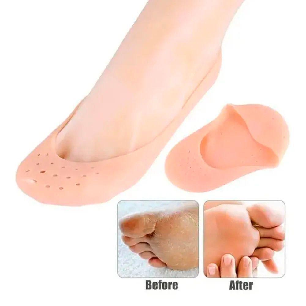 Protetor Meia Sapatilha Silicone Gel Para Pés Rachados E Ressecados Bege - 3