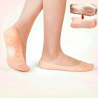 Protetor Meia Sapatilha Silicone Gel Para Pés Rachados E Ressecados Bege - 2