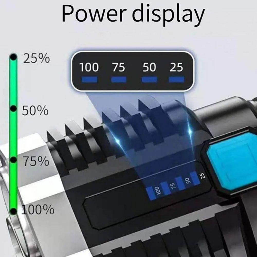 Lanterna Led Tática Potente 4 Núcleos Alto Brilho Portátil Longo Alcance Ultra Iluminação Preto - 4