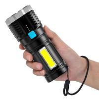 Lanterna Led Tática Potente 4 Núcleos Alto Brilho Portátil Longo Alcance Ultra Iluminação Preto - 1