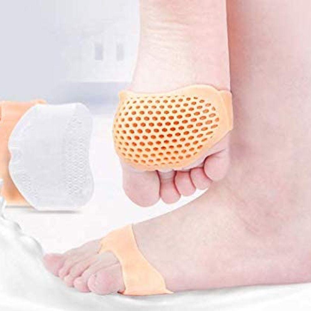 Kit Par Meia Palmilha Ortopédica Protetor Para Os Pés Almofada Silicone Gel Tiptoe Bege - 2