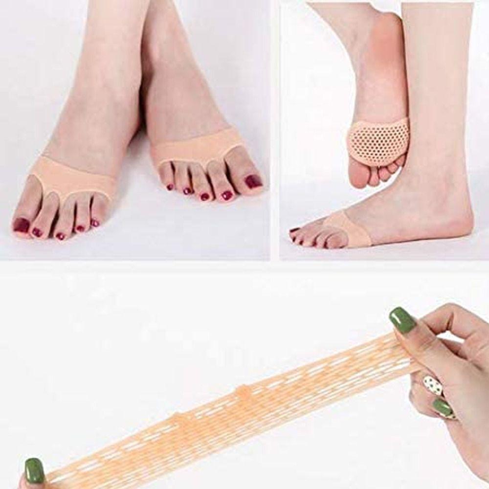 Kit Par Meia Palmilha Ortopédica Protetor Para Os Pés Almofada Silicone Gel Tiptoe Bege - 6