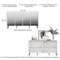 Aparador Buffet 4 Portas com Espelho e Pés Branco/natural - 2