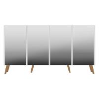 Aparador Buffet 4 Portas com Espelho e Pés Branco/natural - 7