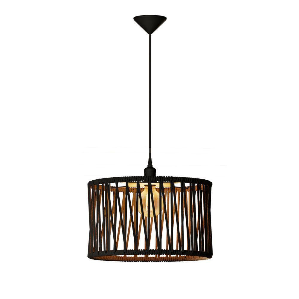 Pendente Nobre Preto Corda Náutica Luminaria Moderna - 1