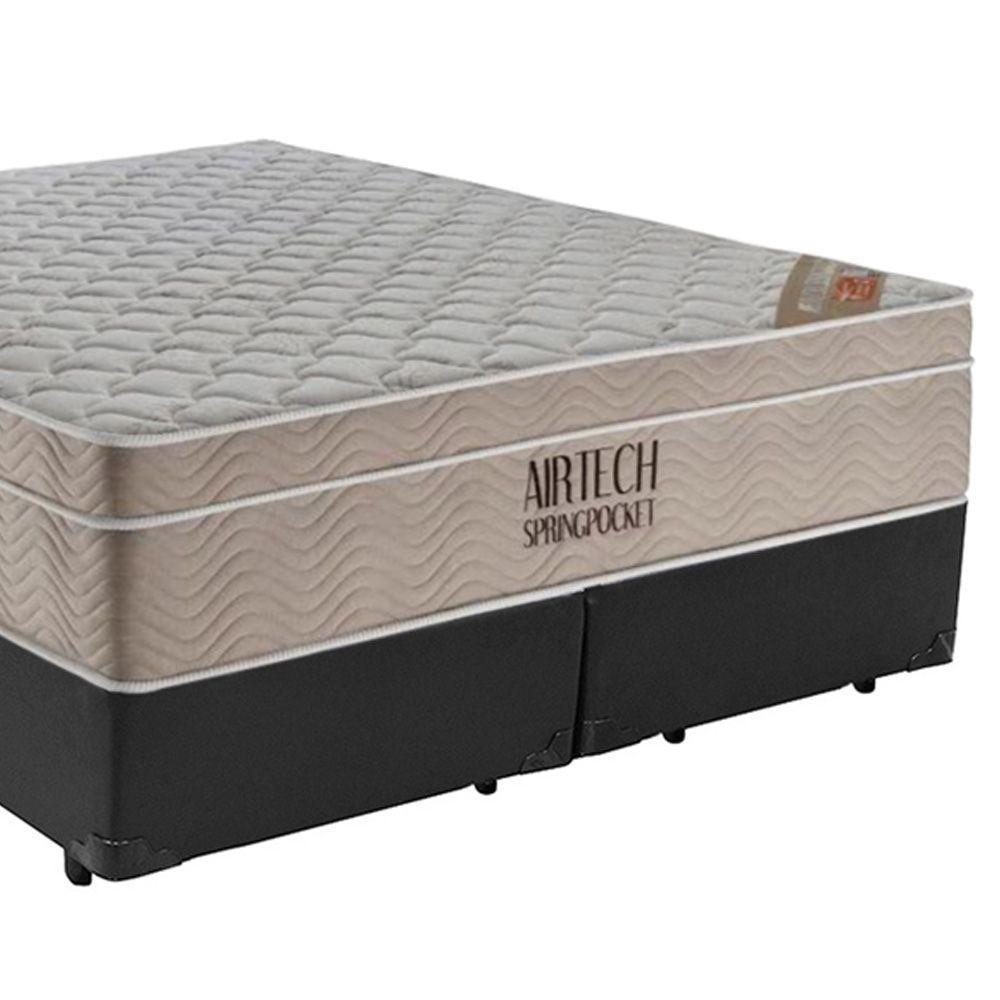 Cama Box King Bipartido Sintético + Colchão Ortobom Airtech Molas Ensacadas 193x203x65 Cinza - 6