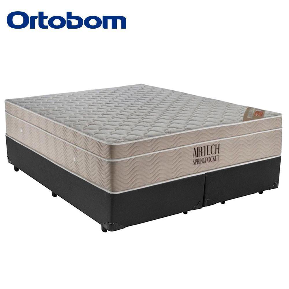 Cama Box King Bipartido Sintético + Colchão Ortobom Airtech Molas Ensacadas 193x203x65 Cinza - 7