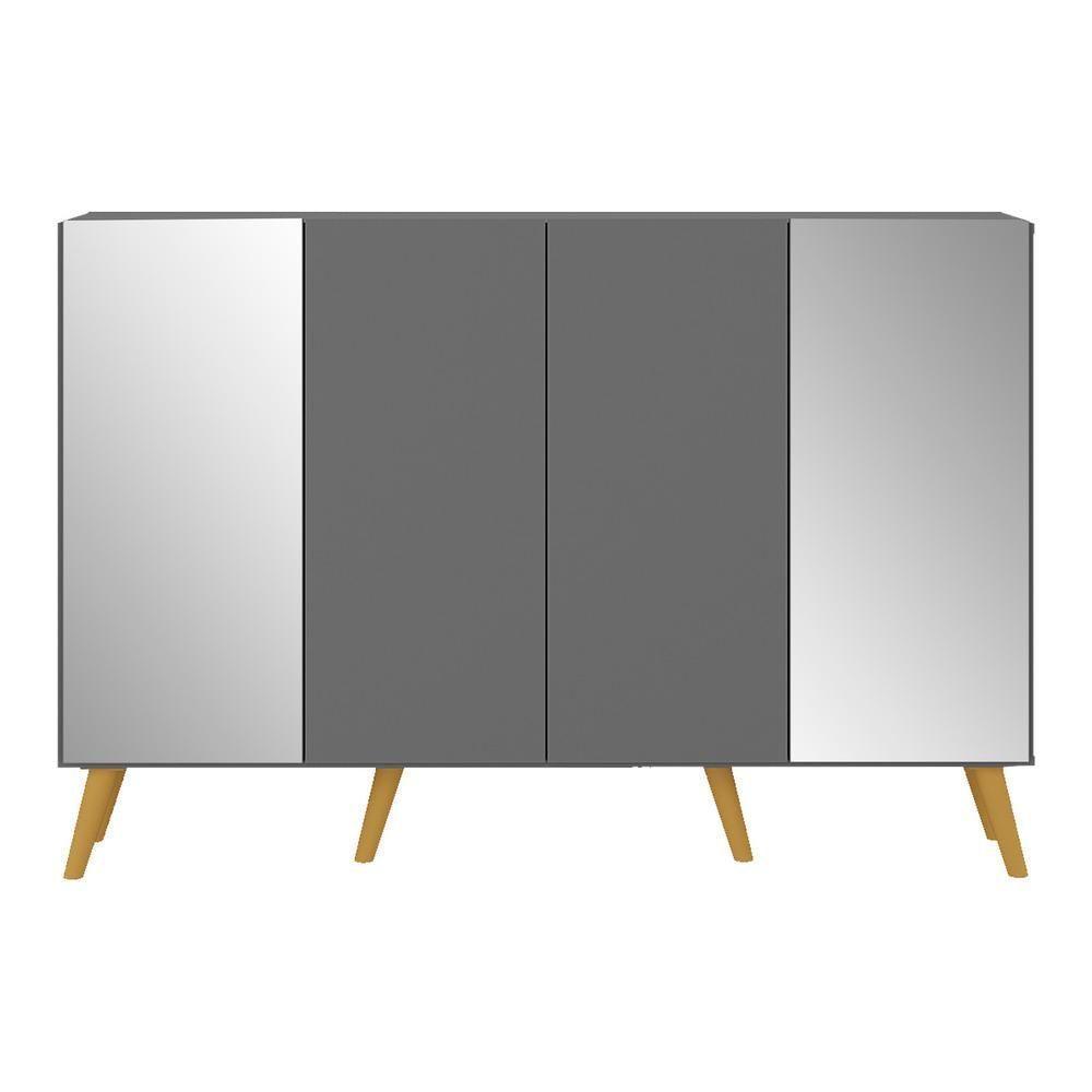 Aparador Buffet 4 Portas Com Espelho Retrô Vegas Multimóveis V3562 Grafite/natural Grafite/natural - 2