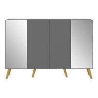 Aparador Buffet 4 Portas Com Espelho Retrô Vegas Multimóveis V3562 Grafite/natural Grafite/natural