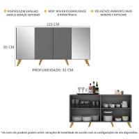 Aparador Buffet 4 Portas Com Espelho Retrô Vegas Multimóveis V3562 Grafite/natural Grafite/natural - 9