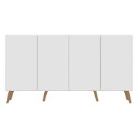 Aparador Buffet 4 Portas com Pés Retrô Branco/natural - 3