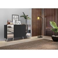 Aparador Buffet 4 Portas Com Espelho Retrô Vegas V3562 Preto/Branco Preto/Branco - 2