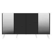 Aparador Buffet 4 Portas Com Espelho Retrô Vegas V3562 Preto/Branco Preto/Branco - 3