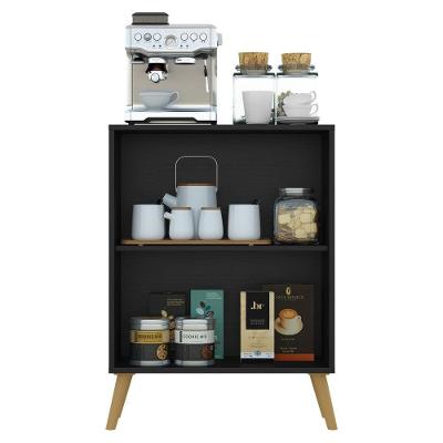 Aparador Buffet 2 Portas Retrô Veneza Multimóveis V3609 Preto/Natural Preto/Natural