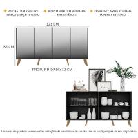 Aparador Buffet 4 Portas com Espelho E Pés Preto/natural