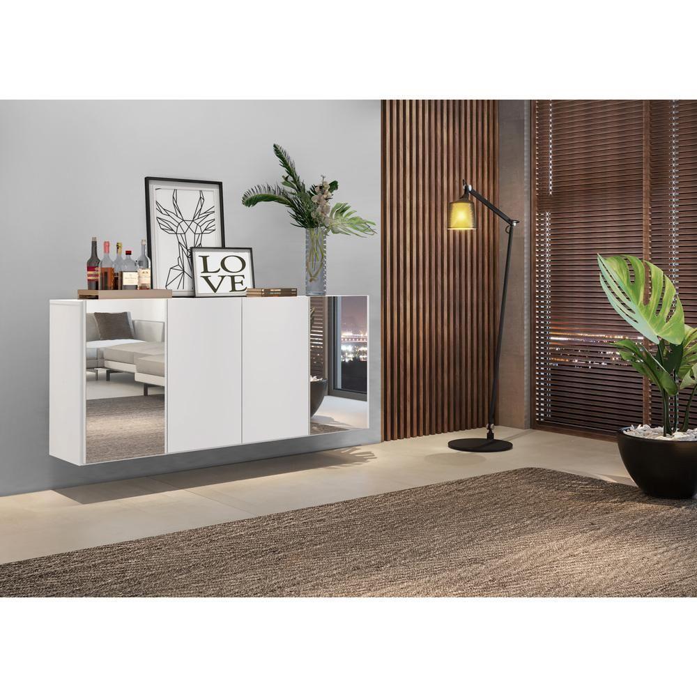 Aparador Buffet Com Espelho Suspenso Branco - 8