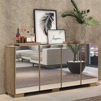 Aparador Buffet 4 Portas com Espelho e Pés Rustic/natural - 6