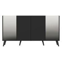 Aparador Buffet com Espelho e Pés Retrô Preto - 3