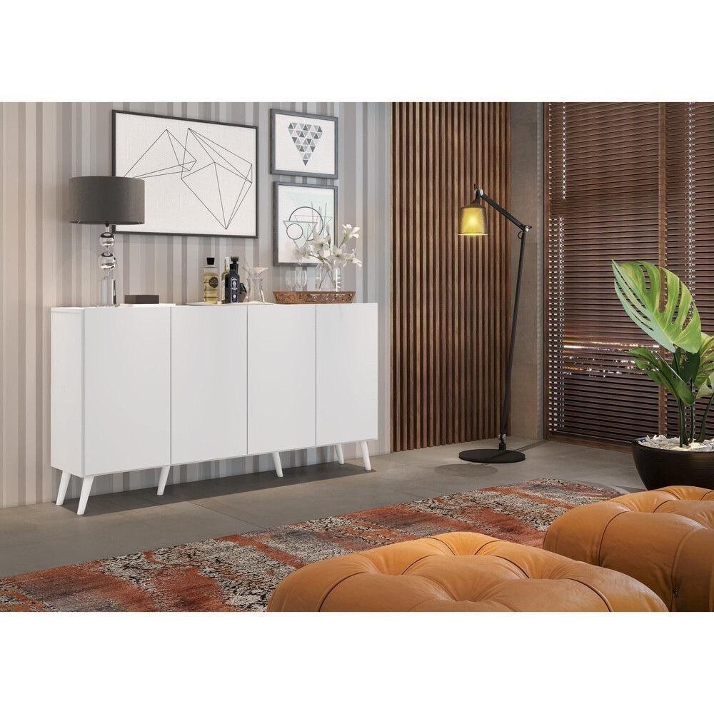 Aparador Buffet 4 Portas Retrô Veneza Multimóveis V3556 Branco Branco - 2