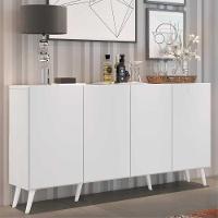 Aparador Buffet 4 Portas Retrô Veneza Multimóveis V3556 Branco Branco - 7