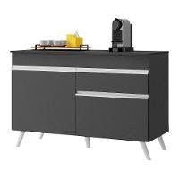 Balcão Cozinha Gabinete Pia 120Cm 2 Portas Preto/branco - 1