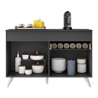 Balcão Cozinha Gabinete Pia 120Cm 2 Portas Preto/branco - 5