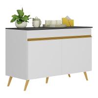 Balcão Cozinha Gabinete Pia 120cm 2 Portas Veneza Multimóveis V3738 Branco/dourado Branco/dourado - 1