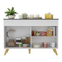 Balcão Cozinha Gabinete Pia 120cm 2 Portas Veneza Multimóveis V3738 Branco/dourado Branco/dourado