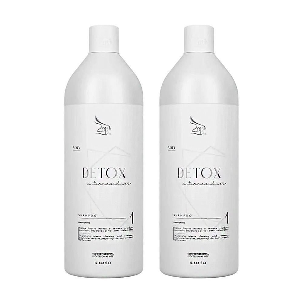 Kit 2 Shampoo Anti-resíduos Detox Zap Limpeza Profunda 1 Litro - 1